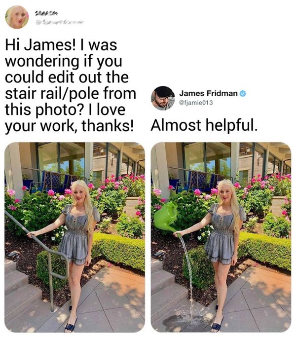 Modificaciones que hizo James Fridman a una fotografía en twitter 