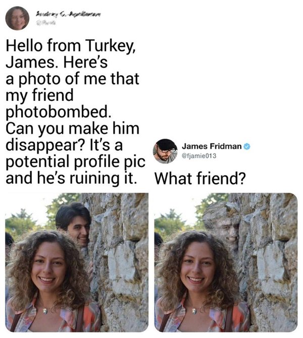 Modificaciones que hizo James Fridman a una fotografía en twitter 