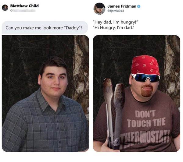Modificaciones que hizo James Fridman a una fotografía en twitter 