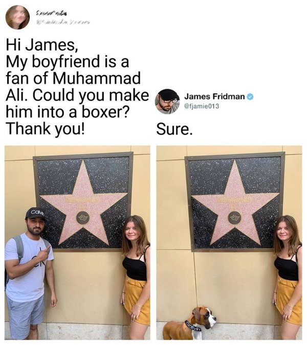 Modificaciones que hizo James Fridman a una fotografía en twitter 