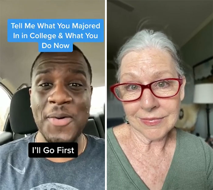 Mujer describiendo en TikTok lo que estudió vs lo que hace ahora