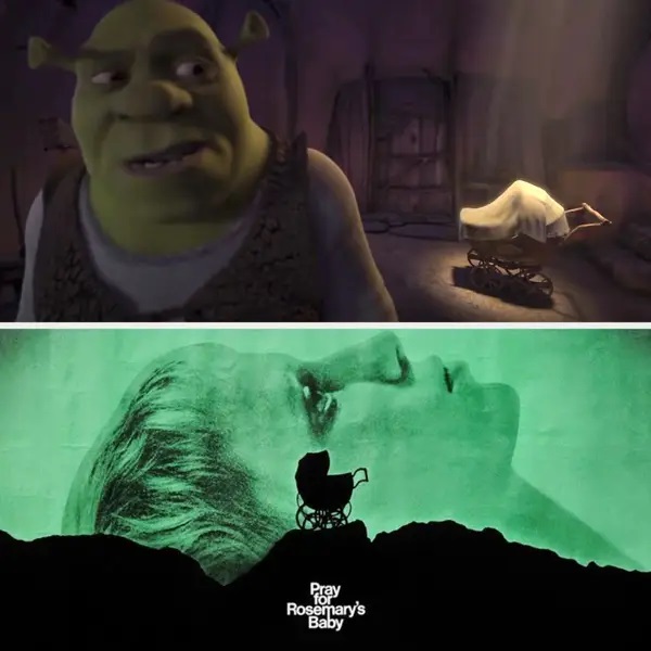 Escena de Shrek y El bebé de Rossmary ;13 Momentos que fueron magia pura en 'Shrek' y no lo notaste 
