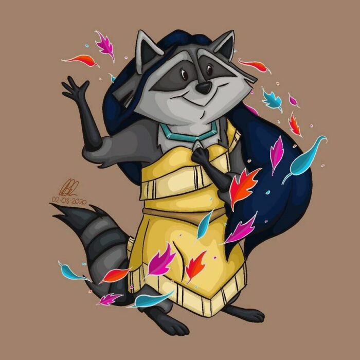 Meeko ;Artista convierte a mascotas Disney en protagonistas de cuentos de hadas 