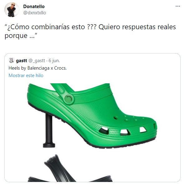 Comentarios en twitter sobre los crocs de balenciaga