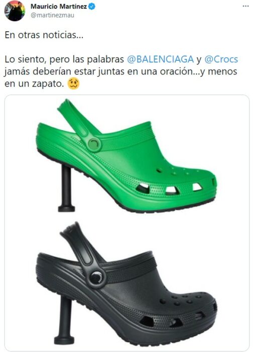 Comentarios en twitter sobre los crocs de balenciaga