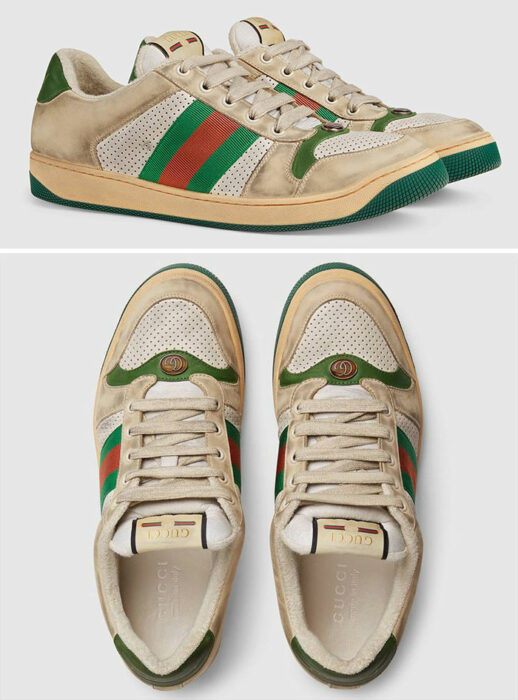 Zapatos de Gucci que son intencionalmente sucios