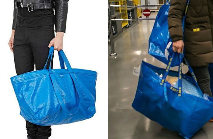 Comparación de bolso de Balenciaga vs uno de Ikea