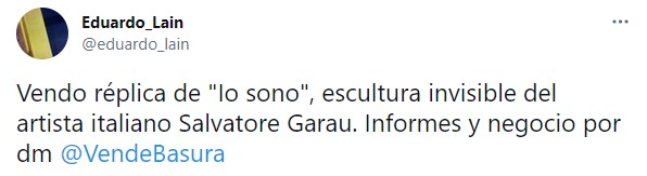 Comentarios en Twitter sobre la escultura invisible de Salvatore Garau
