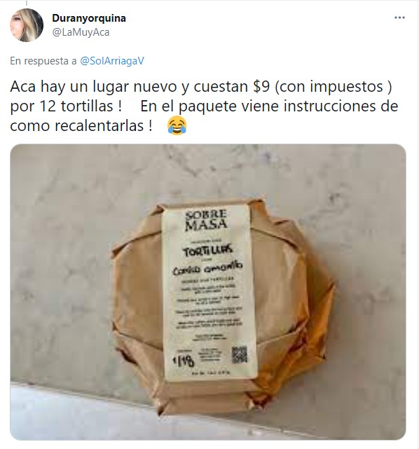 Comentarios en twitter sobre las tortillas pujol 