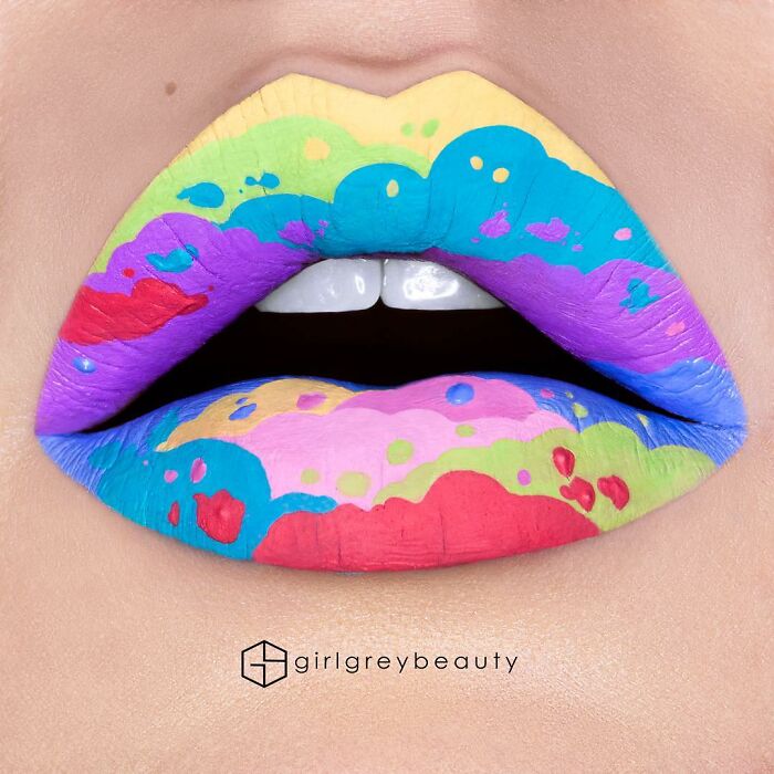 Labios en tonos pastel, Creación de Andrea Reed; Artista crea hermosas obras de arte sobre sus labios