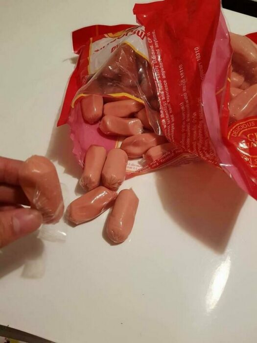 Salchichas dentro de una bolsa
