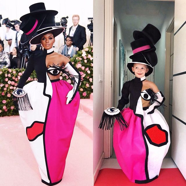 Alya, niña, recreando vestuario de Janelle Monáe; Niña de 6 años recrea los mejores looks de alfombra roja de las celebs