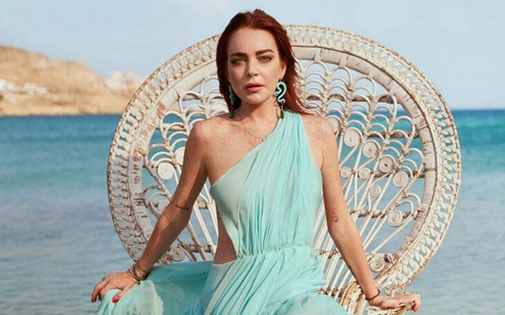 Lindsay Lohan en una sesión de fotos;