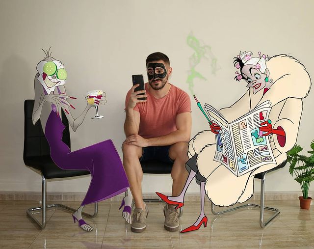 Villanas Disney con mascarillas edición de Samuel MB ;Maestro convierte a personajes Disney en sus roomies y se vuelve viral