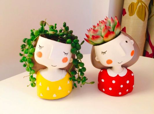 Macetas en forma de niñas;14 Macetas aesthetic para que tus plantas se ven bien chulas