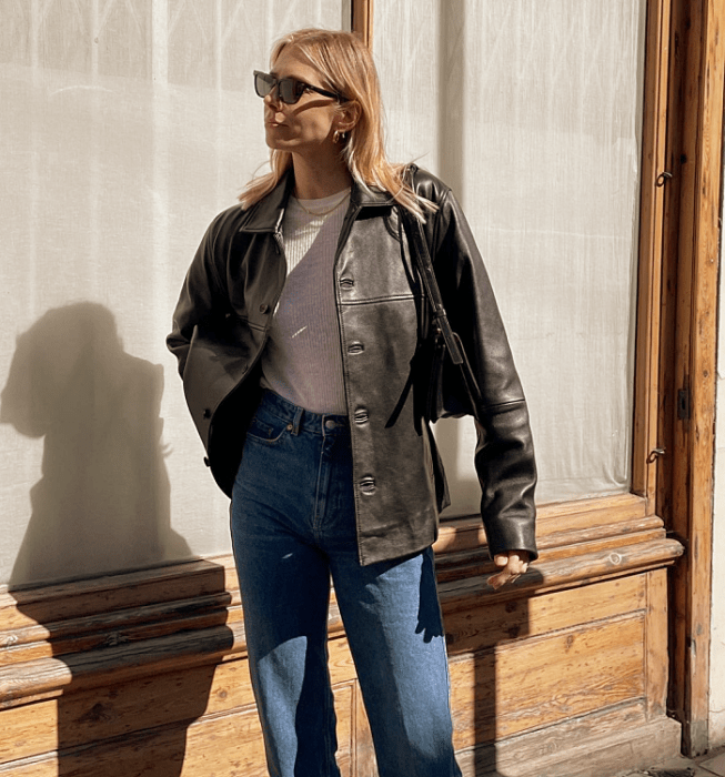 Blazer de cuero con estilo