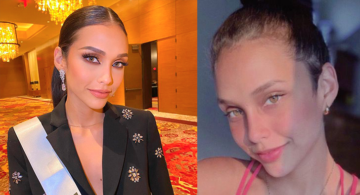 Latinas de miss universo maquilladas en comparación sin una gota de maquillaje 
