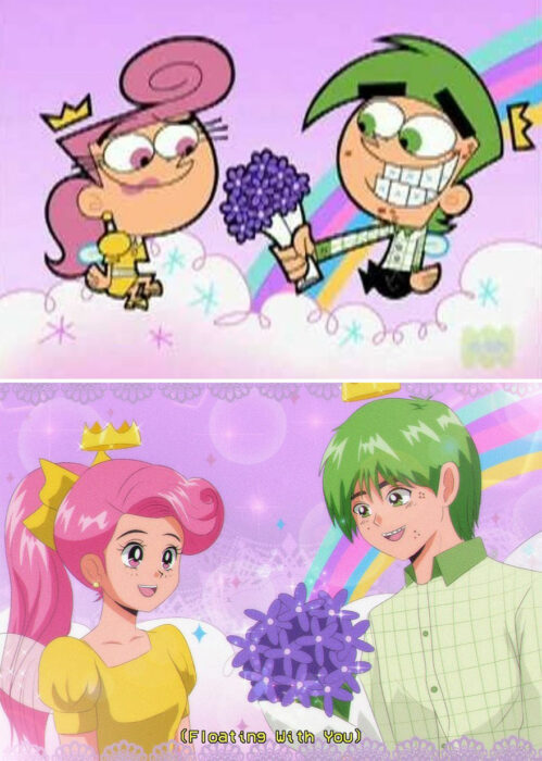 Los padrinos mágicos recreados como personajes de anime