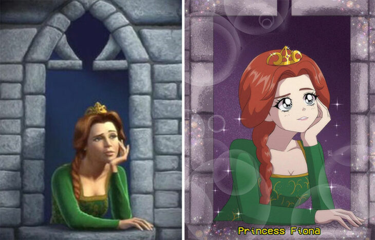 Fiona recreada como personaje de anime