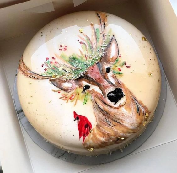 pastel de vainilla decorado con estampado de venado ;17 Hermosos pasteles glaseados que te conquistarán a primera vista