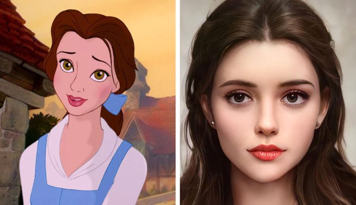 Bella ilustrado con aspecto real por Darky Artists; Artista redibuja a personajes animados como personas y el resultado es chulísimo