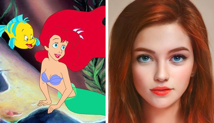 Ariel ilustrado con aspecto real por Darky Artists; Artista redibuja a personajes animados como personas y el resultado es chulísimo