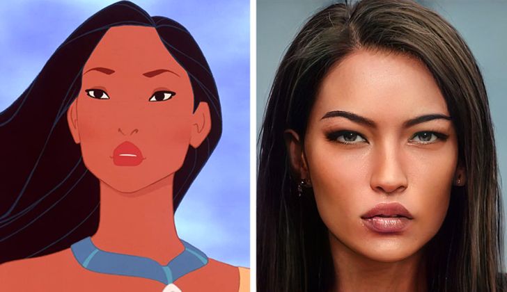 Pocahontas ilustrado con aspecto real por Darky Artists; Artista redibuja a personajes animados como personas y el resultado es chulísimo