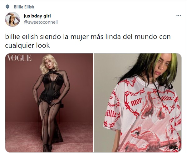 Comentarios en twitter sobre Billie Eilish