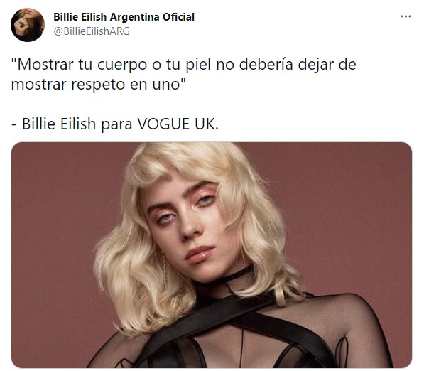 Comentarios en twitter sobre Billie Eilish