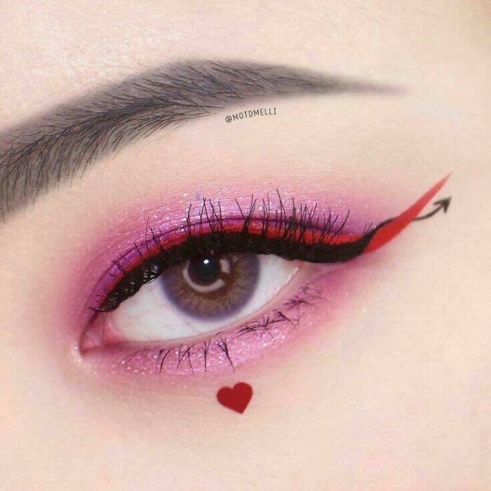 Delineado doble con rojo y negro; Delineados aesthetic que querrás intentar