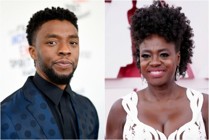 Viola Davis junto a Chadwick Boseman, recordando al actor durante la entrega de los premios oscar