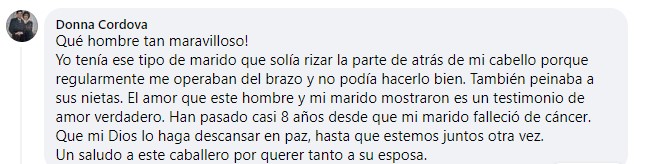 Comentarios en Facebook sobre abuelito que aprende a rizar el cabello