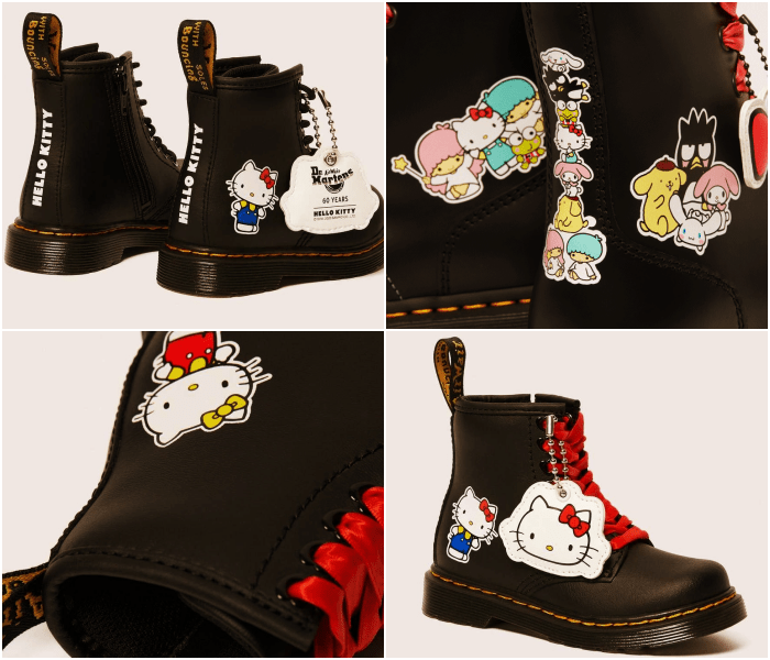 botas negras de cuero dr martens con hello kitty