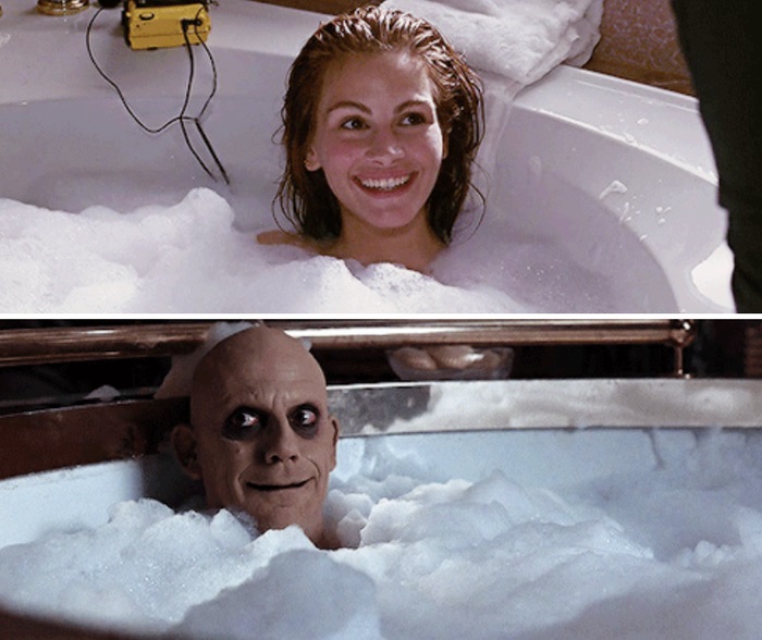 Similitud de escenas en las películas Mujer Bonita - Los locos Addams; Universos paralelos en el cine 