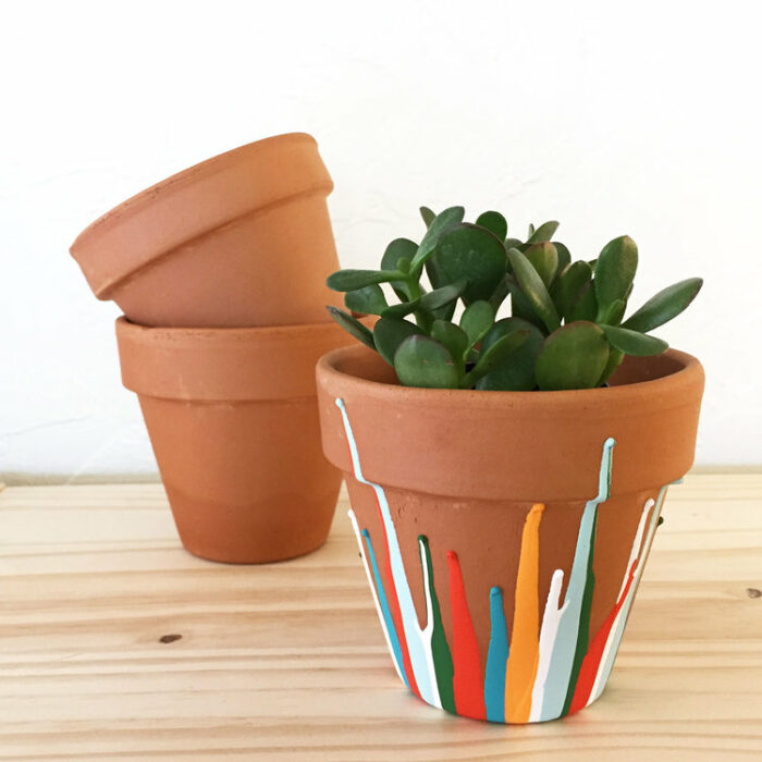 Maceta decorada con pintura acrílica; Ideas para crear tus propias macetas