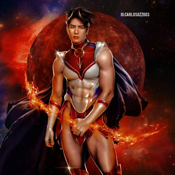 Jackson Wang como una Sailor Scout, Ilustración de Carloz Gzz ; Artista transforma a celebridades masculinas en sailor scout