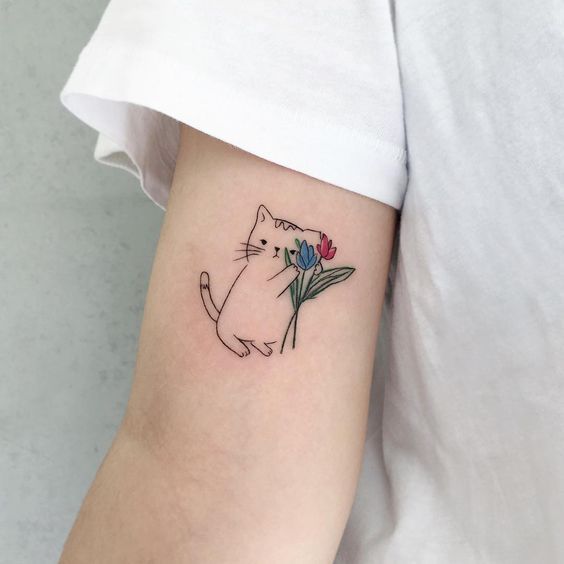 Tatuaje de silueta con rosa roja; Tatuajes para llevar a mishi siempre contigo