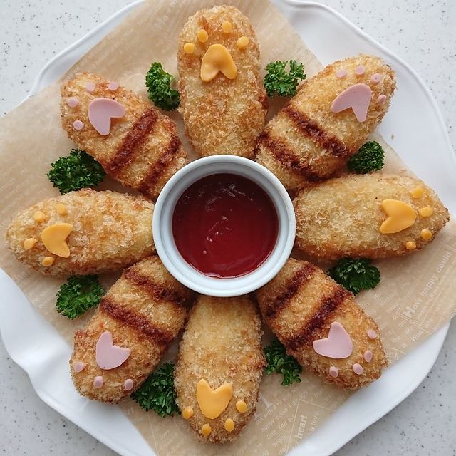 nuggets de pollo en forma de patitas de gatito; Platillo elaborado por nao2748; Hermosa comida de bento estilo japonés