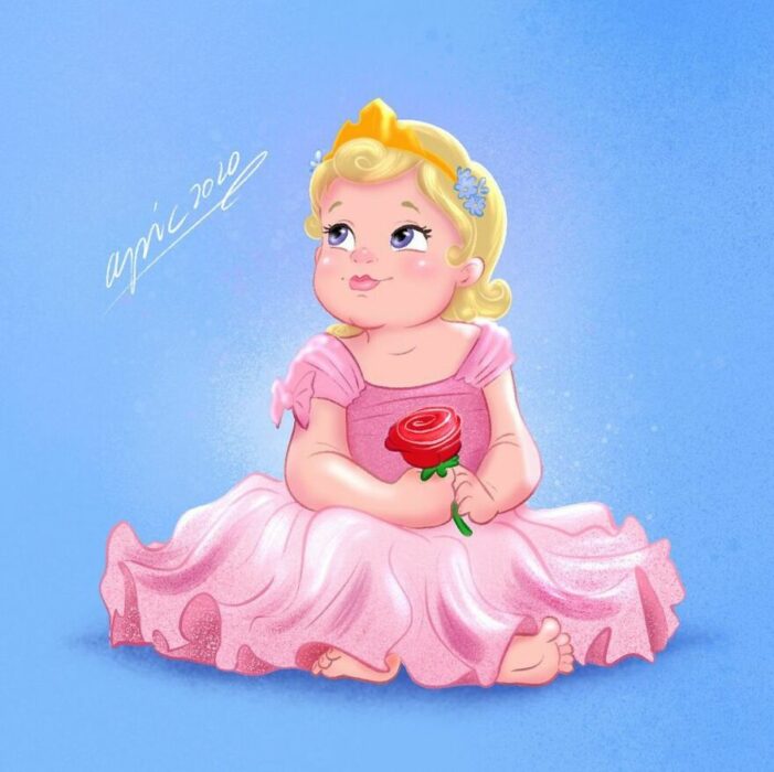 Dibujo por Alex Pick de Aurora como una niña