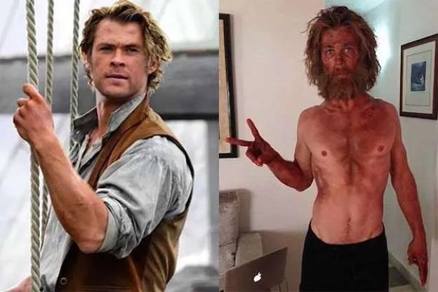 Chris Hemsworth en la película En el corazón del mar vs como se ve realmente