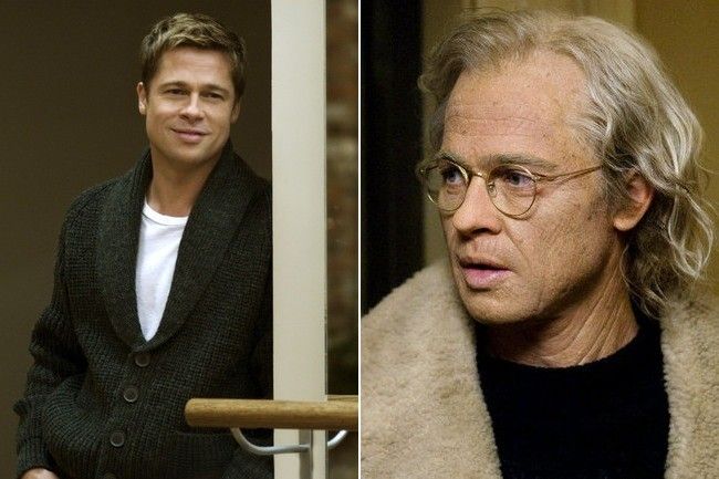 Brad Pitt en el papel de Benjamin Button vs como se ve realmente