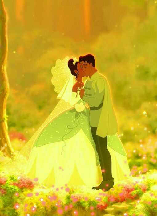 Tiana de la princesa y el sapo el día de su boda con Naveen