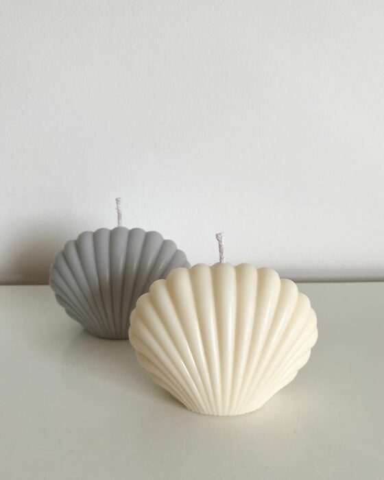 Velas con forma de conchas en diferentes colores