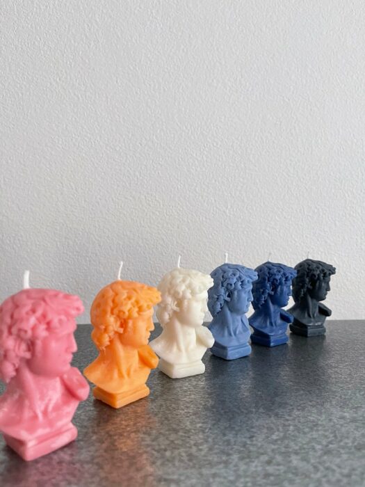 Velas aesthetic en forma de busto de Miguel Ángel