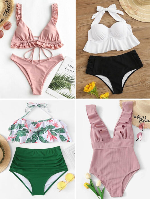 Collage de trajes de baño con volantes