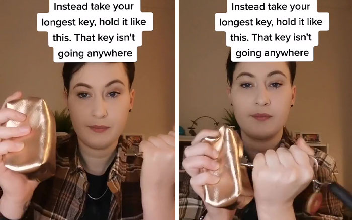 Chica explica la forma correcta de usar las llaves para defensa