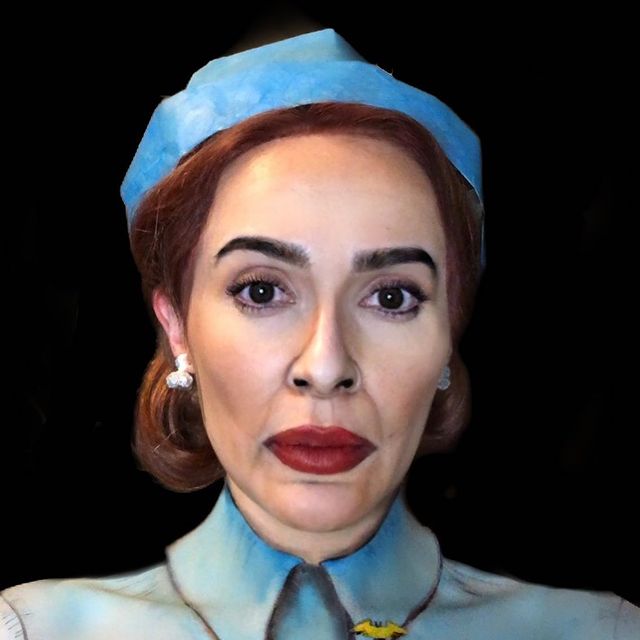 Nicky Hill, artista del maquillaje, recreando a la enfermera Ratched