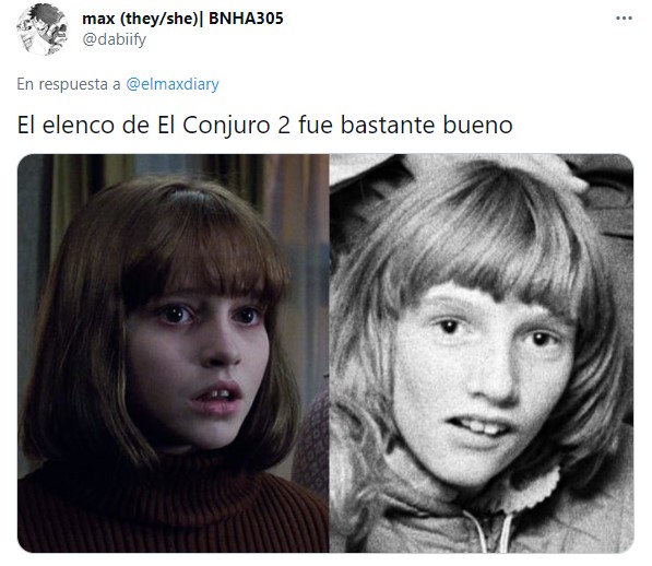 Comparación de la persona original y el personaje de la película de El conjuro 2