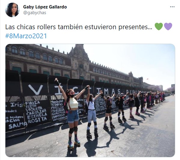 Comentarios en twitter de mujeres marchando el día internacional de la mujer 2021