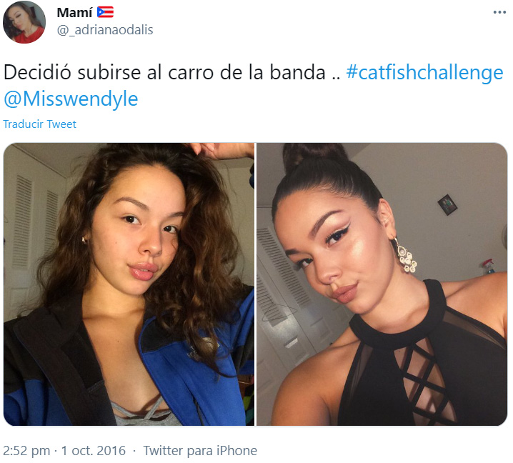 Screenshot de Twitter con el #CatfishChallenge 8